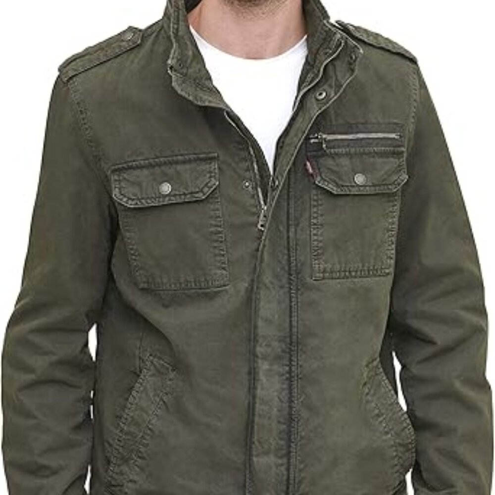 levi's men's washed cotton military jacket